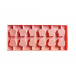 Forma silicon 12 cavitati, Hipopotam, Acadele din ciocolata sau Acadele din zahar, Roz, 26 cm, 245COF