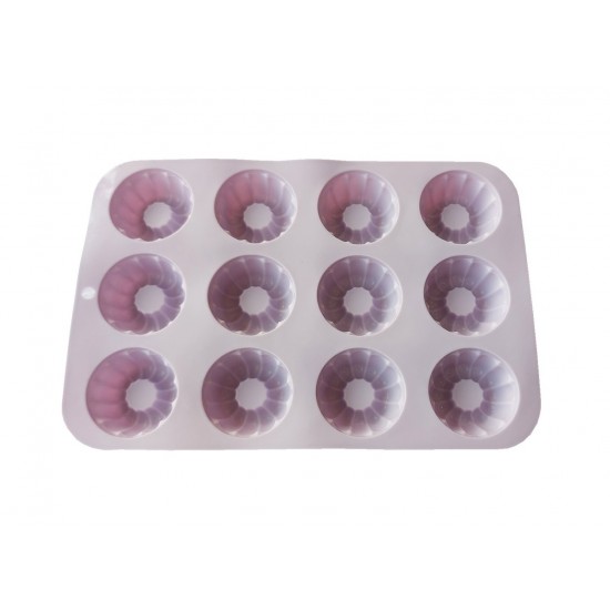 Forma silicon 12 cavitati, Pentru prajituri, Briose, Mov, 29 cm, 230COF