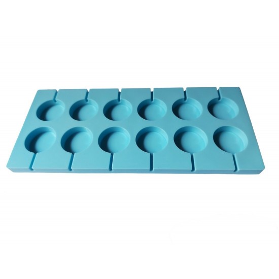 Forma silicon 12 cavitati, Rotund, Acadele din ciocolata sau Acadele din zahar, Albastru, 27 cm, 292COF