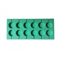 Forma silicon 12 cavitati, Rotund, Acadele din ciocolata sau Acadele din zahar, Verde, 27 cm, 293COF