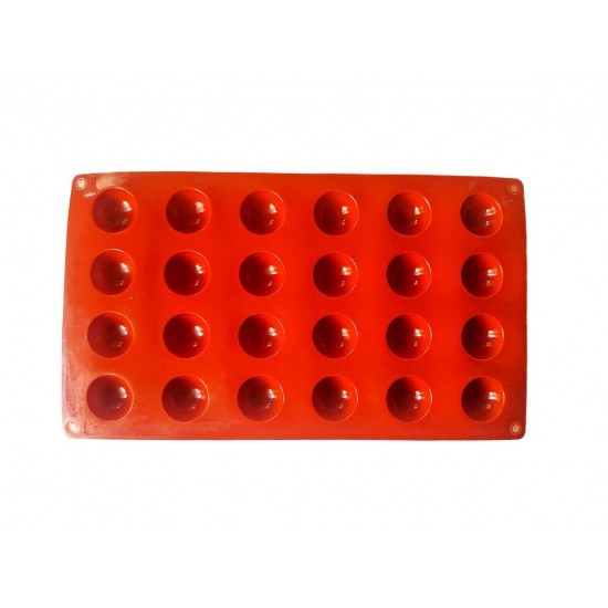 Forma silicon 24 cavitati, Rotund, Bomboane din ciciolata, Rosu, 28 cm, 247COF