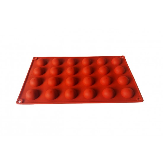 Forma silicon 24 cavitati, Rotund, Bomboane din ciciolata, Rosu, 28 cm, 247COF