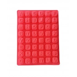 Forma silicon 48 cavitati, Litere, Pentru bomboane sau cuburi de Gheata, Rosu, 23 cm, 225COF