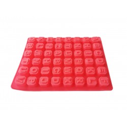 Forma silicon 48 cavitati, Litere, Pentru bomboane sau cuburi de Gheata, Rosu, 23 cm, 225COF