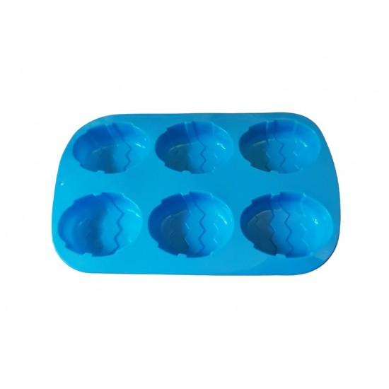 Forma silicon in forma de Ou, Pentru prajituri, Albastru, 6 cavitati, 26 cm, 339COF