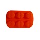 Forma silicon in forma de Ou, Pentru prajituri, Portocaliu, 6 cavitati, 26 cm, 337COF