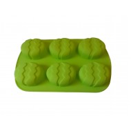 Forma silicon in forma de Ou, Pentru prajituri, Verde, 6 cavitati, 26 cm, 338COF