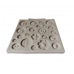 Forma silicon pentru fondant, Matrita nasturi, Gri, 10 cm, 290COF