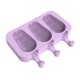 Forma silicon pentru inghetata, Iepure 3 cavitati cu capac din silicon, Mov, 19 cm, CooKstyle, 410COF