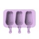 Forma silicon pentru inghetata, Iepure 3 cavitati cu capac din silicon, Mov, 19 cm, CooKstyle, 410COF