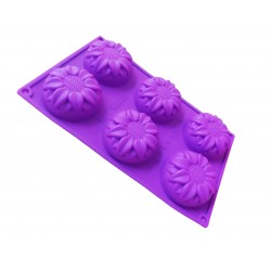 Forma silicon pentru prajituri, 6 cavitati, Floral, 150COF