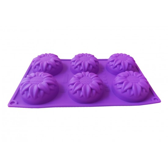 Forma silicon pentru prajituri, 6 cavitati, Floral, 150COF