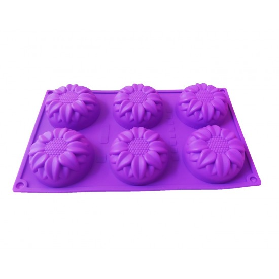 Forma silicon pentru prajituri, 6 cavitati, Floral, 150COF