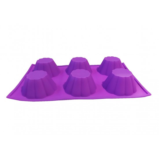 Forma silicon pentru prajituri, 6 cavitati, Mov, 147COF