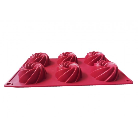 Forma silicon pentru prajituri, 6 cavitati, Spirala, 155COF