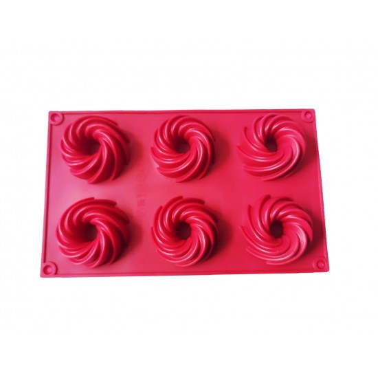 Forma silicon pentru prajituri, 6 cavitati, Spirala, 155COF
