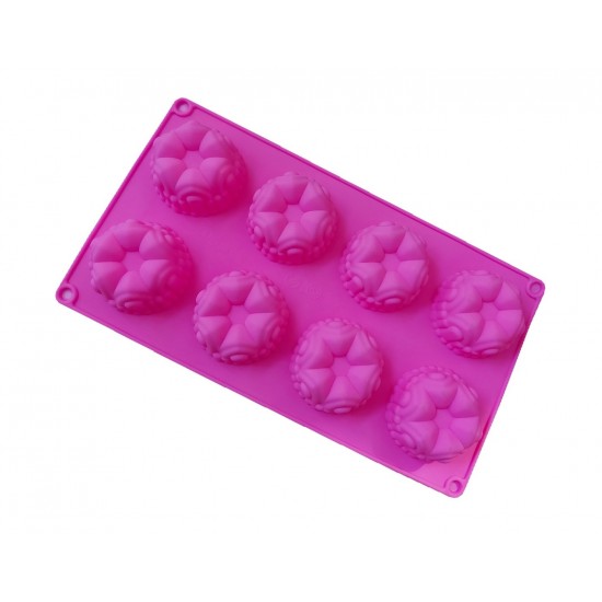 Forma silicon pentru prajituri, 8 cavitati, Floral, 151COF