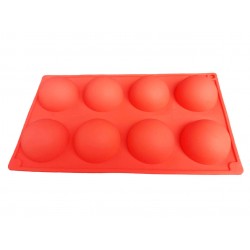 Forma silicon pentru prajituri turnate, Rosu, 8 cavitati, 28 cm, 432COF-2