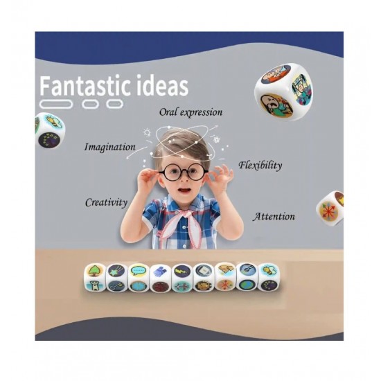 Joc educativ si logopedie, Set 9 zaruri pentru crearea povestilor, 54 de imagini unice, 1TOY