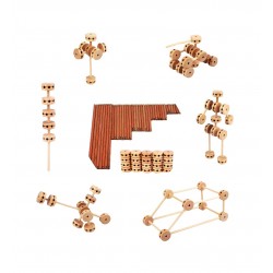 Jucarie de indemanare, Set constructii din lemn natural, 60 piese, SL1500