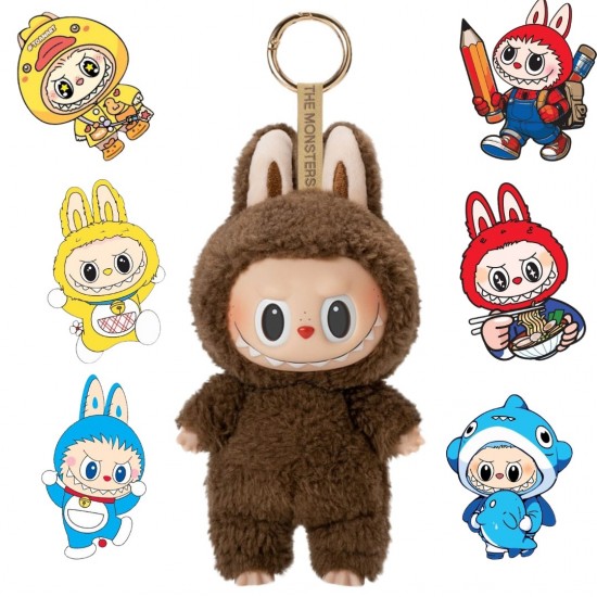 Jucarie de plus Labubu The Monsters – include un plus surpriza si 6 stickere Labubu waterproof pentru telefon, LA1