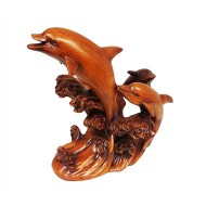 Suport sticla vin, cu Delfini, Maro, 20 cm, L3251X