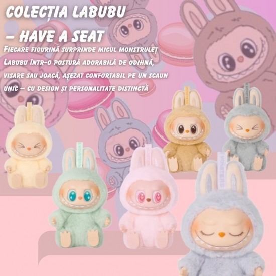 Jucarie de plus Labubu The Monsters – include un plus surpriza si 6 stickere Labubu waterproof pentru telefon, LA1