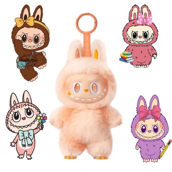 Jucarie de plus Labubu The Monsters – include un plus surpriza si 4 stickere Labubu waterproof pentru telefon, LA2