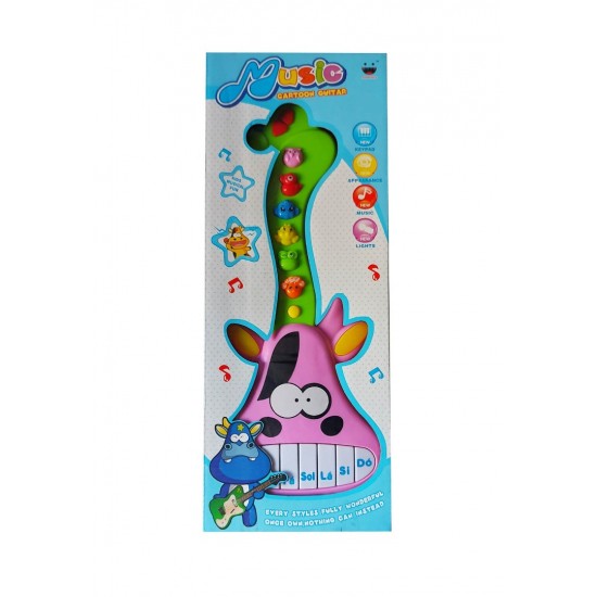 Chitara interactiv pentru copii cu butoane care emit diverse melodii, Roz, 42 cm LTOY51