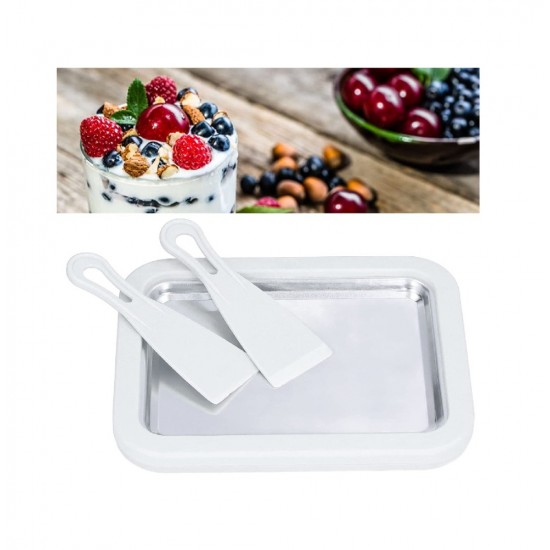 Plita termica pentru inghetata Thailandeza instant tip rulou, Accesorii Incluse, 22 cm, Alb, 411COF