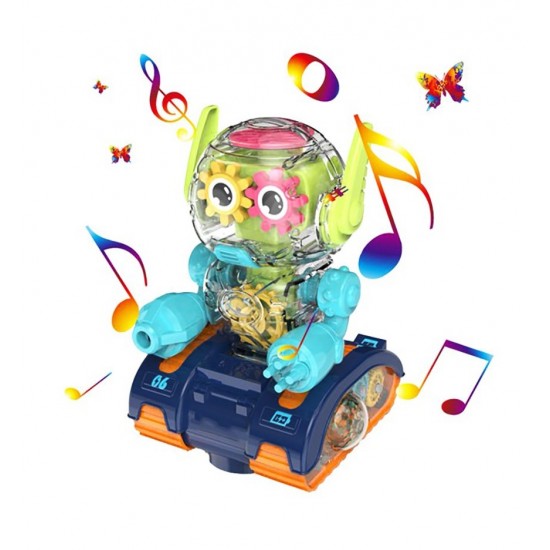Robot Transparent Gear, Canta si lumineaza, Verde, 17133SX