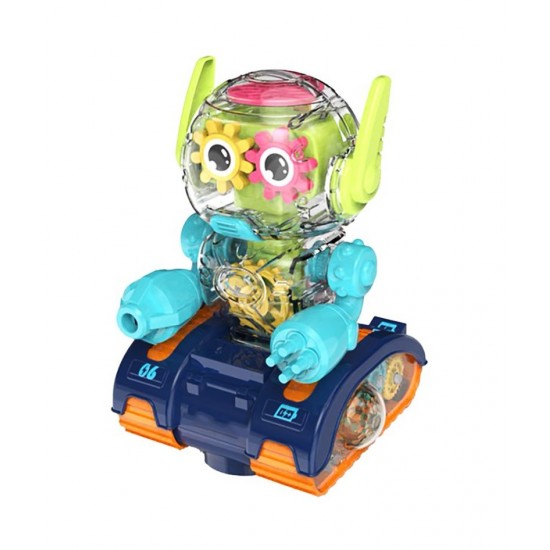 Robot Transparent Gear, Canta si lumineaza, Verde, 17133SX