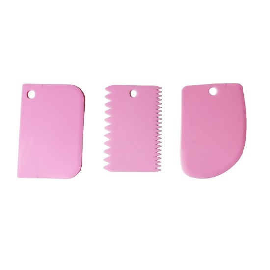 Set 3 Spatule flexibile pentru Ornare torturi, Roz, 11 cm, 323COF
