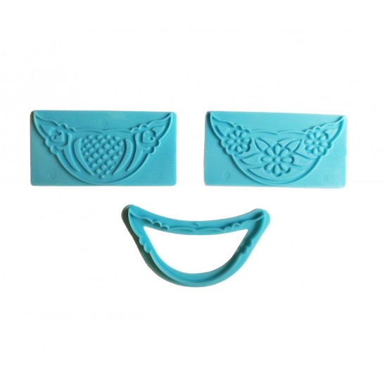 Set de 3 sabloane pentru decorare torturi, Turcoaz, 11 cm, 364COF Set de 3 sabloane pentru decorare torturi, Turcoaz, 11 cm, 364COF