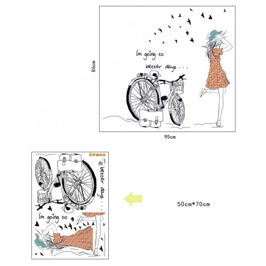 Sticker decorativ, Bicicleta, Better days, 95 cm, 708STK