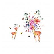 Sticker decorativ, Caprioare, Flori, 95 cm, 788STK