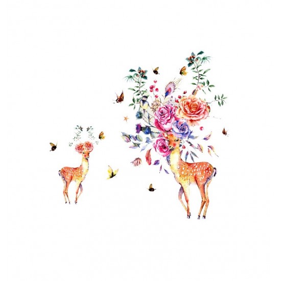Sticker decorativ, Caprioare, Flori, 95 cm, 788STK Sticker decorativ, Caprioare, Flori, 95 cm, 788STK