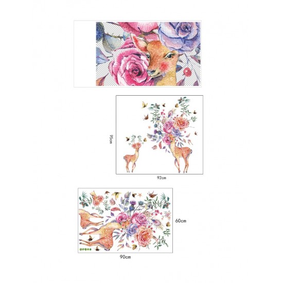 Sticker decorativ, Caprioare, Flori, 95 cm, 788STK Sticker decorativ, Caprioare, Flori, 95 cm, 788STK