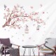 Sticker decorativ, Creanga de copca cu flori roz, 90 cm, 1138STK
