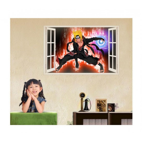 Sticker decorativ, Fereastra 3D, Anime, 85 cm, 1000STK