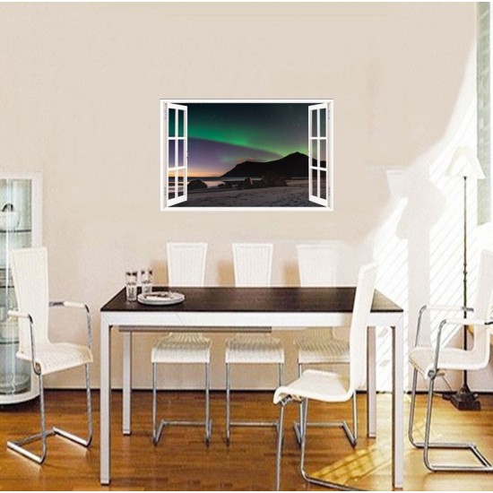Sticker decorativ, Fereastra 3D, Aurora Borealis, 85 cm, 692STK
