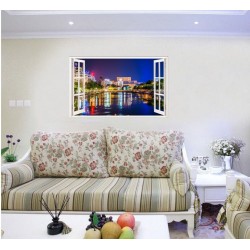 Sticker decorativ, Fereastra 3D, Bucuresti, 85 cm, 634STK