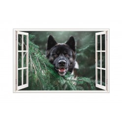 Sticker decorativ, Fereastra 3D, Caine, 85 cm, 621STK