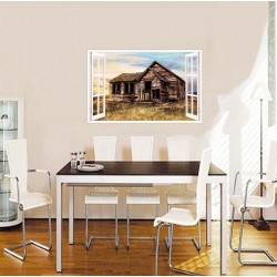 Sticker decorativ, Fereastra 3D, Casa, 85 cm, 620STK