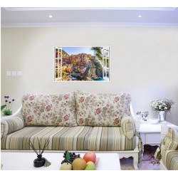 Sticker decorativ, Fereastra 3D, Cinque Terre, 85 cm, 673STK Sticker decorativ, Fereastra 3D, Cinque Terre, 85 cm, 673STK