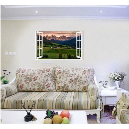 Sticker decorativ, Fereastra 3D, Dolomiti Italia, 85 cm, 676STK