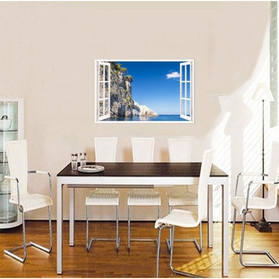 Sticker decorativ, Fereastra 3D, Insula Zakynthos, 85 cm, 675STK