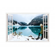 Sticker decorativ, Fereastra 3D, Lac, 85 cm, 560STK
