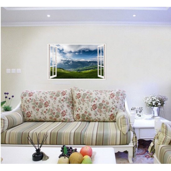Sticker decorativ, Fereastra 3D, Munte, 85 cm, 679STK