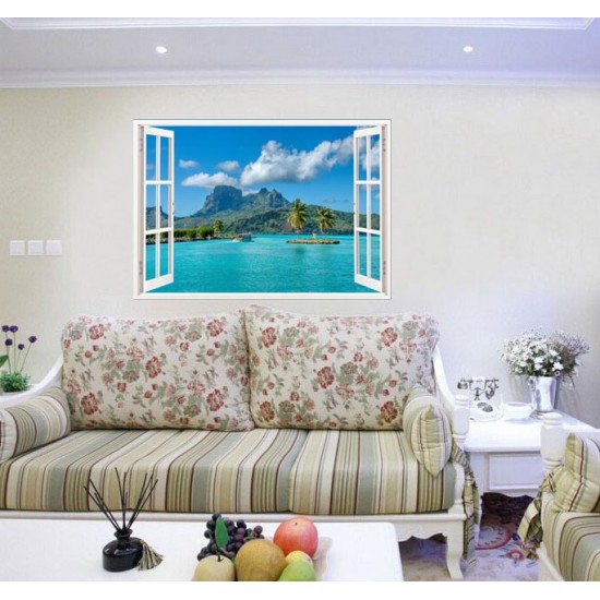 Sticker decorativ, Fereastra 3D, Ocean, 85 cm, 554STK
